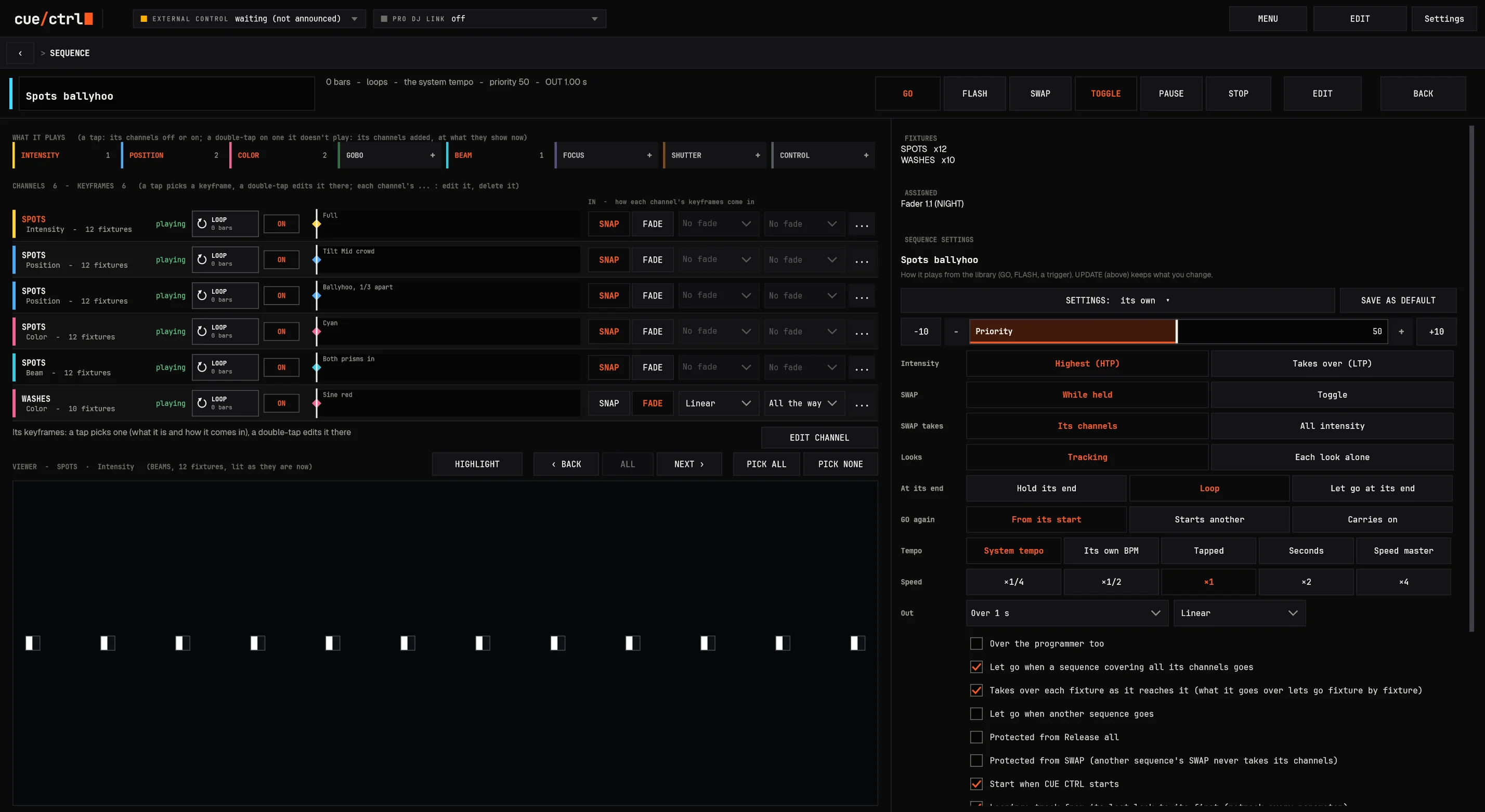 THE SEQUENCE PAGE of Spots ballyhoo
